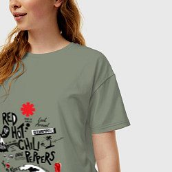 Футболка оверсайз женская RHCP альбомы, цвет: авокадо — фото 2