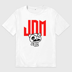 Футболка оверсайз женская JDM Kitten-Zombie Japan, цвет: белый