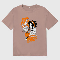 Футболка оверсайз женская ШАМАН КИНГ SHAMAN KING ЙО, цвет: пыльно-розовый