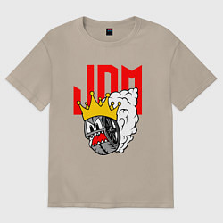 Футболка оверсайз женская JDM Wheel King, цвет: миндальный