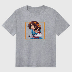 Футболка оверсайз женская Харухи art, цвет: меланж