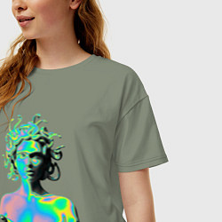 Футболка оверсайз женская Gorgon Medusa Vaporwave Neon, цвет: авокадо — фото 2