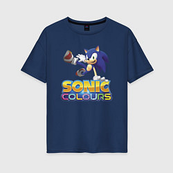 Футболка оверсайз женская Sonic Colours Hedgehog Video game, цвет: тёмно-синий