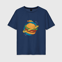 Футболка оверсайз женская Бургер Планета Planet Burger, цвет: тёмно-синий