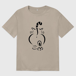 Футболка оверсайз женская Очень-очень важный кот, цвет: миндальный