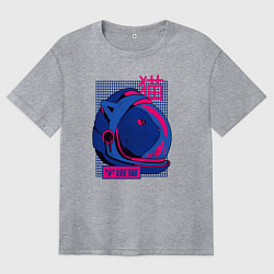 Футболка оверсайз женская Кошка в скафандре, цвет: меланж