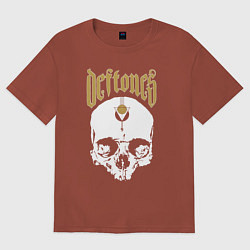 Футболка оверсайз женская DEFTONES С ЧЕРЕПОМ, цвет: кирпичный