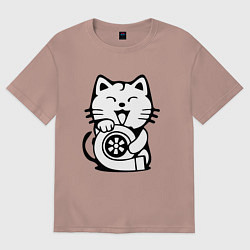 Футболка оверсайз женская JDM Cat & Engine Japan, цвет: пыльно-розовый