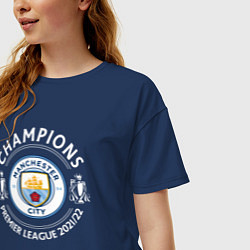 Футболка оверсайз женская Manchester City Champions 2122, цвет: тёмно-синий — фото 2