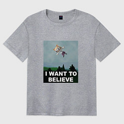 Женская футболка оверсайз Neco Arc want to believe