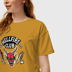 Футболка оверсайз женская Hellfire Club Sticker Stranger Things 4, цвет: горчичный — фото 2