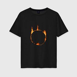 Футболка оверсайз женская Dark Souls Знак тьмы, цвет: черный