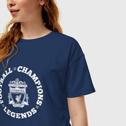 Футболка оверсайз женская Символ Liverpool и надпись Football Legends and Ch, цвет: тёмно-синий — фото 2