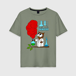 Футболка оверсайз женская Сова химик, цвет: авокадо