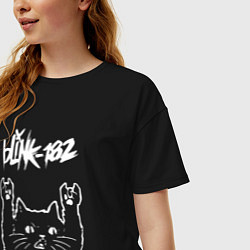 Футболка оверсайз женская Blink 182 Рок кот, цвет: черный — фото 2