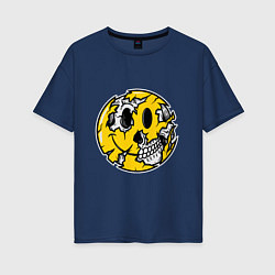 Футболка оверсайз женская Smile Skull, цвет: тёмно-синий