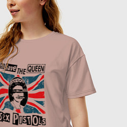 Футболка оверсайз женская Sex Pistols - God Save The Queen, цвет: пыльно-розовый — фото 2
