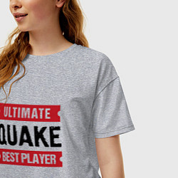 Футболка оверсайз женская Quake: таблички Ultimate и Best Player, цвет: меланж — фото 2