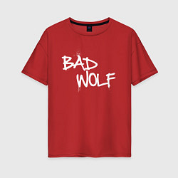 Футболка оверсайз женская Bad Wolf злой волк, цвет: красный