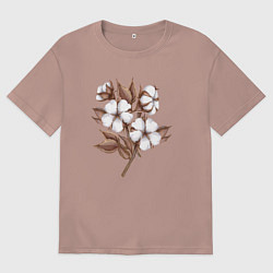 Женская футболка оверсайз Цветы хлопка в букете