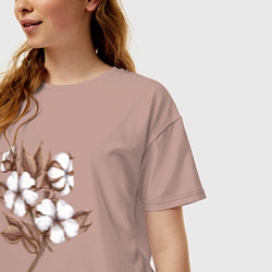 Футболка оверсайз женская Цветы хлопка в букете, цвет: пыльно-розовый — фото 2