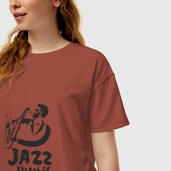 Футболка оверсайз женская Music Jazz, цвет: кирпичный — фото 2