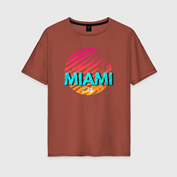 Футболка оверсайз женская Майами Флорида, цвет: кирпичный
