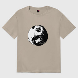 Футболка оверсайз женская Собачий Инь Янь, цвет: миндальный