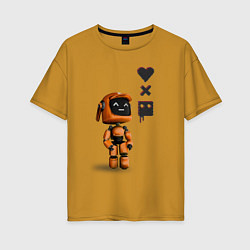 Футболка оверсайз женская Оранжевый робот с логотипом LDR, цвет: горчичный