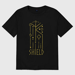 Футболка оверсайз женская Руническая вязь - Защита, цвет: черный