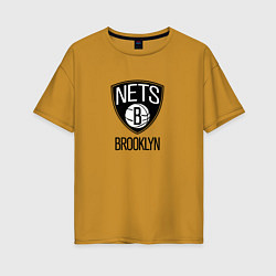 Футболка оверсайз женская Бруклин Нетс NBA, цвет: горчичный