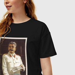 Футболка оверсайз женская Сталин оптимист, цвет: черный — фото 2