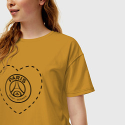 Футболка оверсайз женская Лого PSG в сердечке, цвет: горчичный — фото 2