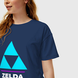 Футболка оверсайз женская Символ Zelda в неоновых цветах, цвет: тёмно-синий — фото 2
