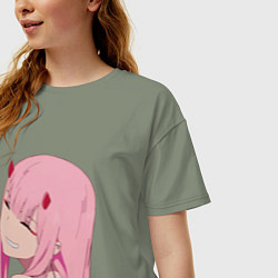 Футболка оверсайз женская Zero Two крупный план, цвет: авокадо — фото 2
