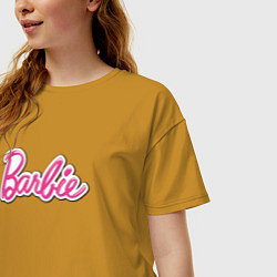 Футболка оверсайз женская Barbie logo, цвет: горчичный — фото 2