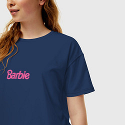 Футболка оверсайз женская Barbie mini logo, цвет: тёмно-синий — фото 2