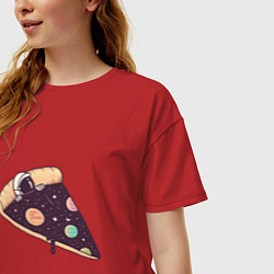 Футболка оверсайз женская Space - Pizza, цвет: красный — фото 2