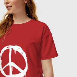 Футболка оверсайз женская Pacific symbol white, цвет: красный — фото 2