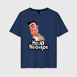 Футболка оверсайз женская Hello Neighbor Привет сосед Ник Рот, цвет: тёмно-синий