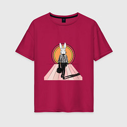 Футболка оверсайз женская Модный кролик Луи, цвет: маджента