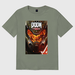 Футболка оверсайз женская Doom eternal - poster, цвет: авокадо