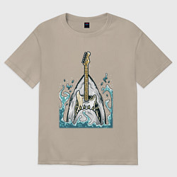 Футболка оверсайз женская Акула и Гитара, цвет: миндальный