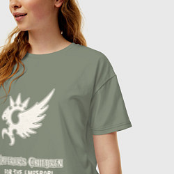 Футболка оверсайз женская Дети императора хаос винтаж лого, цвет: авокадо — фото 2