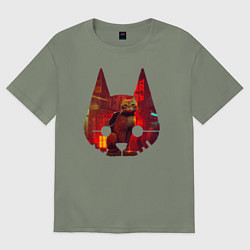 Футболка оверсайз женская Кот из игры Stray, цвет: авокадо