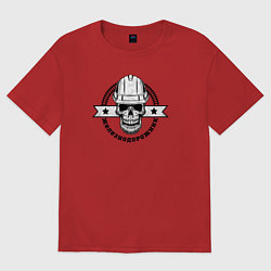 Футболка оверсайз женская Череп с рельсами, цвет: красный