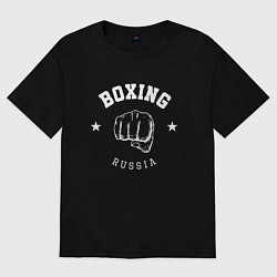 Футболка оверсайз женская BOXING RUSSIA С КУЛАКОМ, цвет: черный