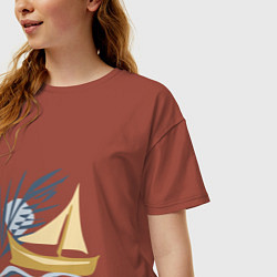 Футболка оверсайз женская Парусник в океане, цвет: кирпичный — фото 2