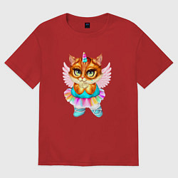 Футболка оверсайз женская Рыжая кошечка принцесса, цвет: красный