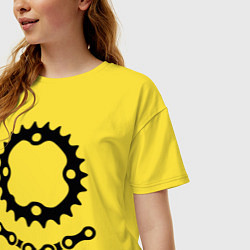 Футболка оверсайз женская Велосипедная цепь и звездочка, цвет: желтый — фото 2